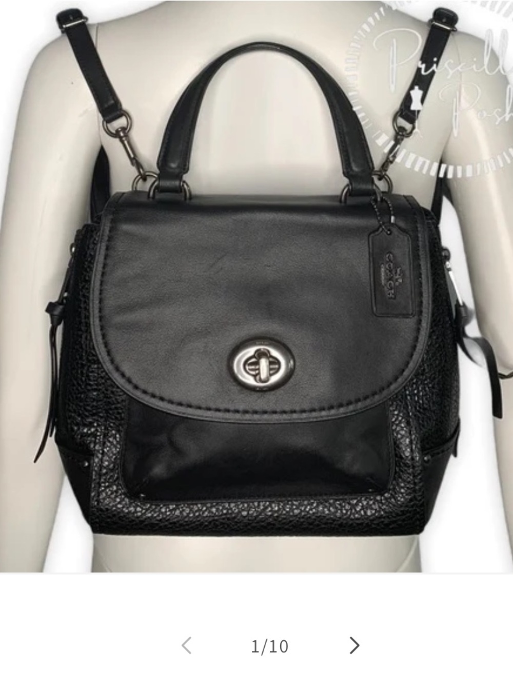 Vintage COACH Faye Backpack F30525 Convertible Bag Black